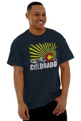 Colorado Flag Rocky Mountains Vacation Gift Adult Short Sleeve Crewneck Tee