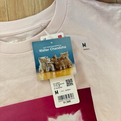 Uniqlo Cat Photography T-Shirt Pink Relaxed Fit Waterproof Condition Size M New