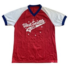 Vtg 80s West Seattle All Stars Mesh Raglan Baseball Jersey XL USA T Sports Red