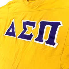 Vtg Mens Russell Delta Sigma Pi Fraternity Ringer T Shirts Yellow 70s Burt Med