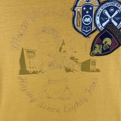 Mecca USA Shirt Mens XL Yellow Graphic Patch Raglan Streetwear 100% Cotton