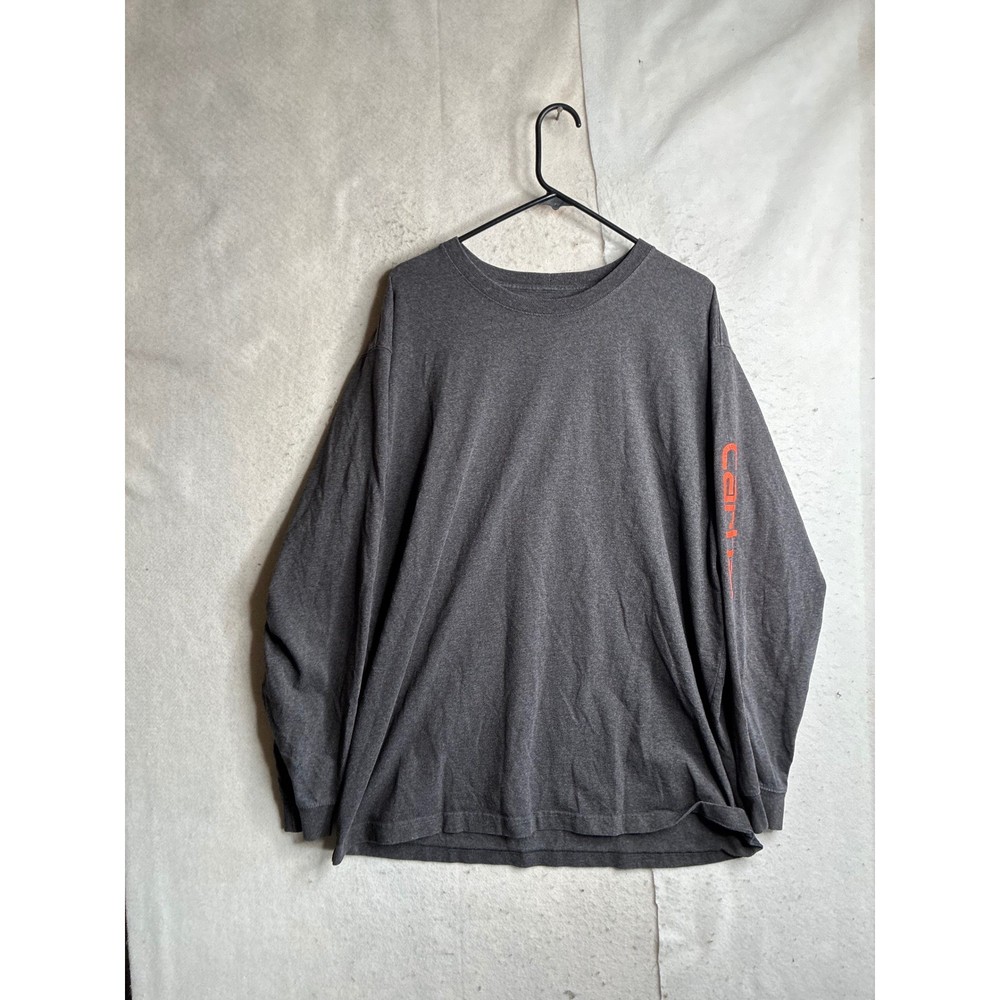 Carhartt Mens Loose Fit Long Sleeve Graphic Logo T-Shirt Charcoal Gray XL K231