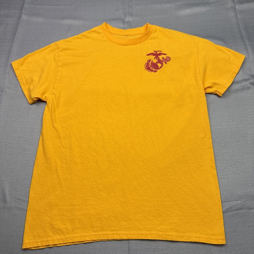 Vintage Mens US Marine Corps Graphic Logo T Shirt Sz S Yellow