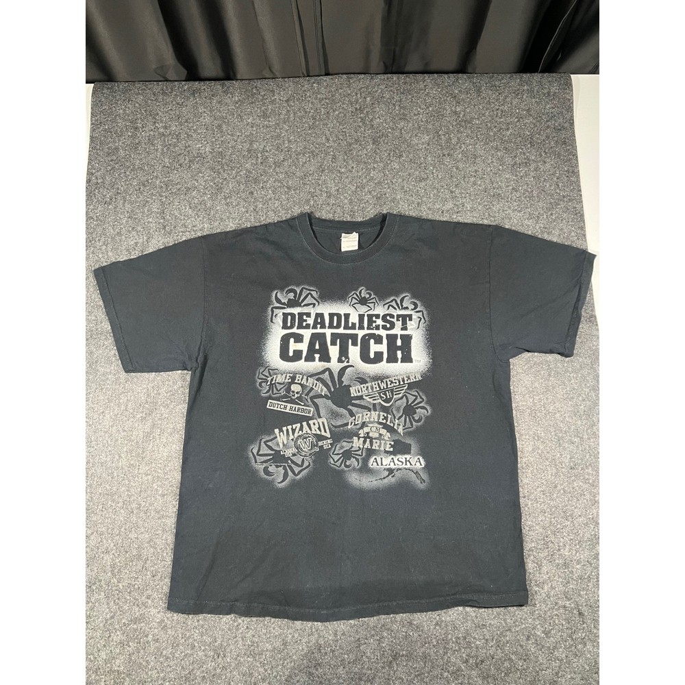 Deadliest Catch Discovery Channel T-Shirt Mens XL Black 2009 Graphic Tee Alaska