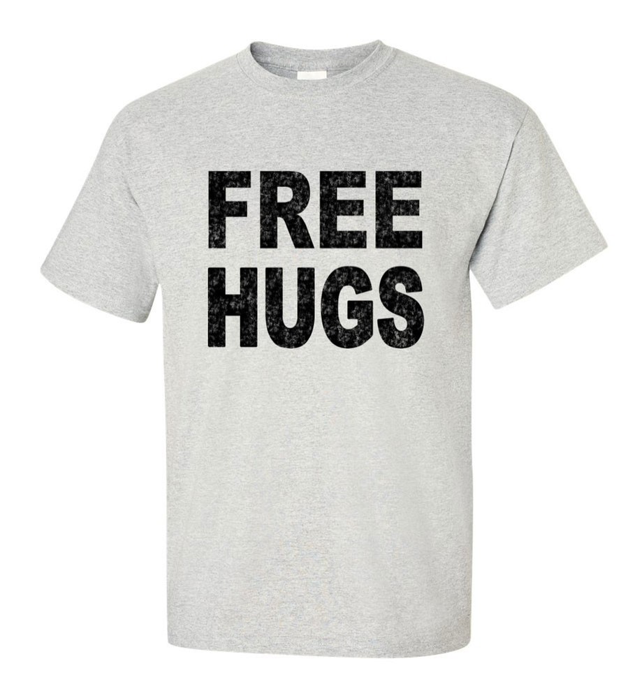 Free Hugs Funny T-Shirt Premium Cotton Graphic Tee Novelty