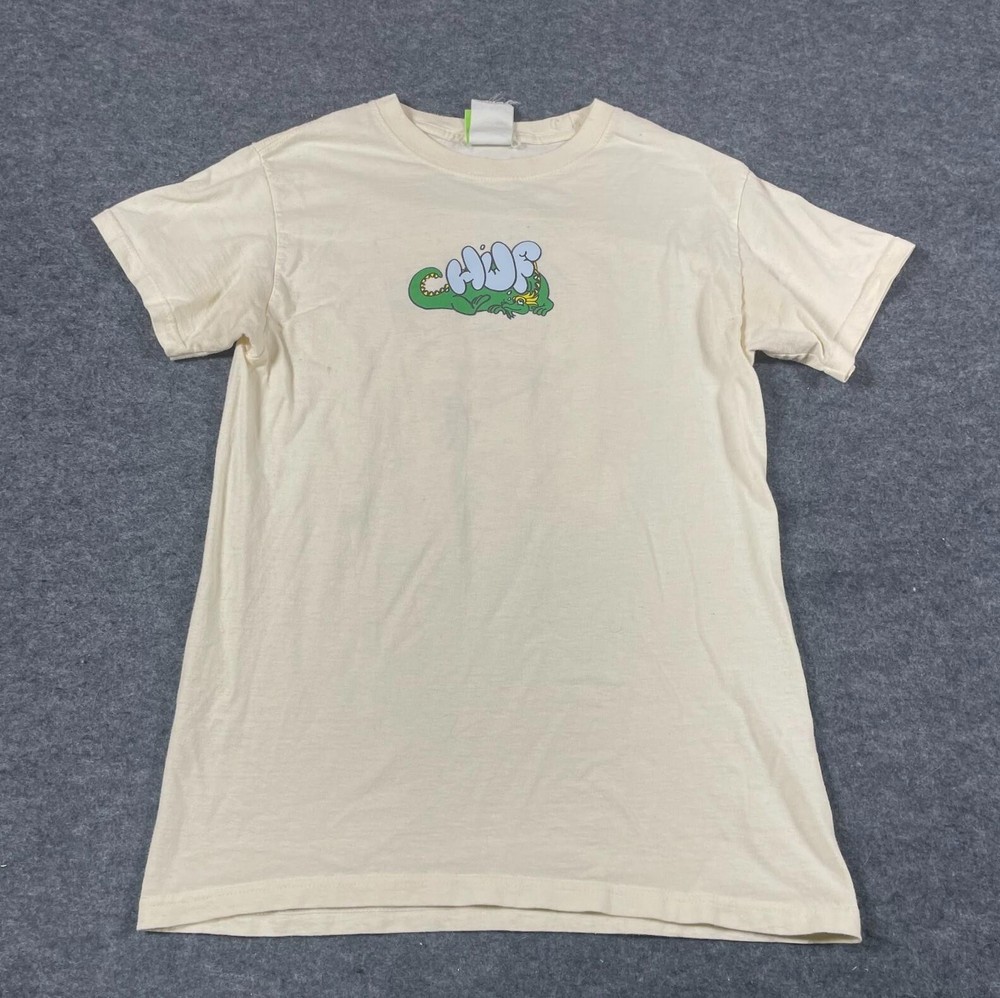 VTG Huf T Shirt Mens Small S Beige Magic Dragon Skater Skateboarding Streetwear