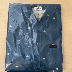 FASTHOUSE MENS LARGE SMS JASPER SS BUTTON-UP SHIRT SKULLS VINTAGE BLUE