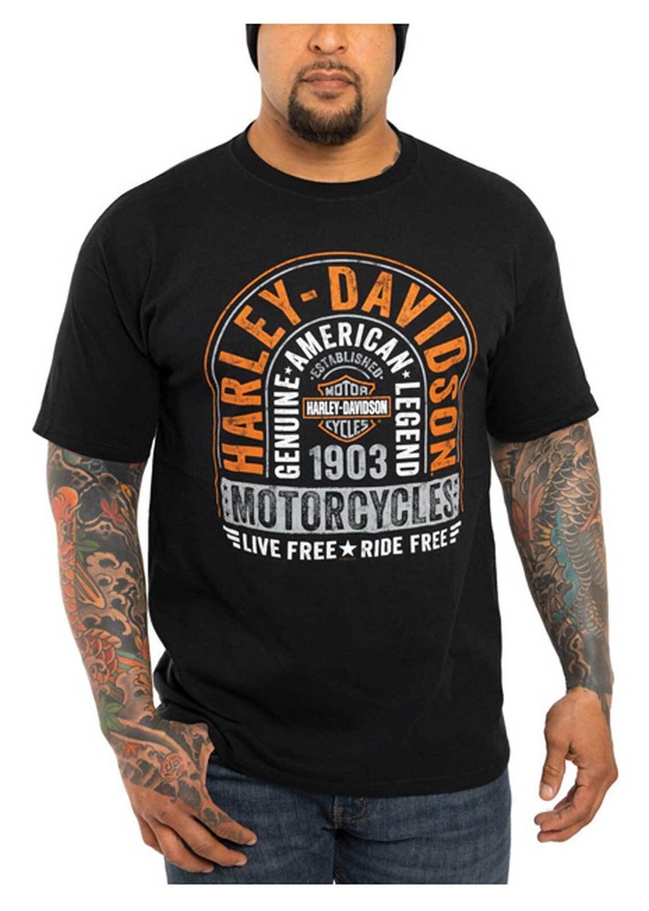 Harley-Davidson Men’s Fast Lane Crew-Neck Short Sleeve Cotton T-Shirt – Black
