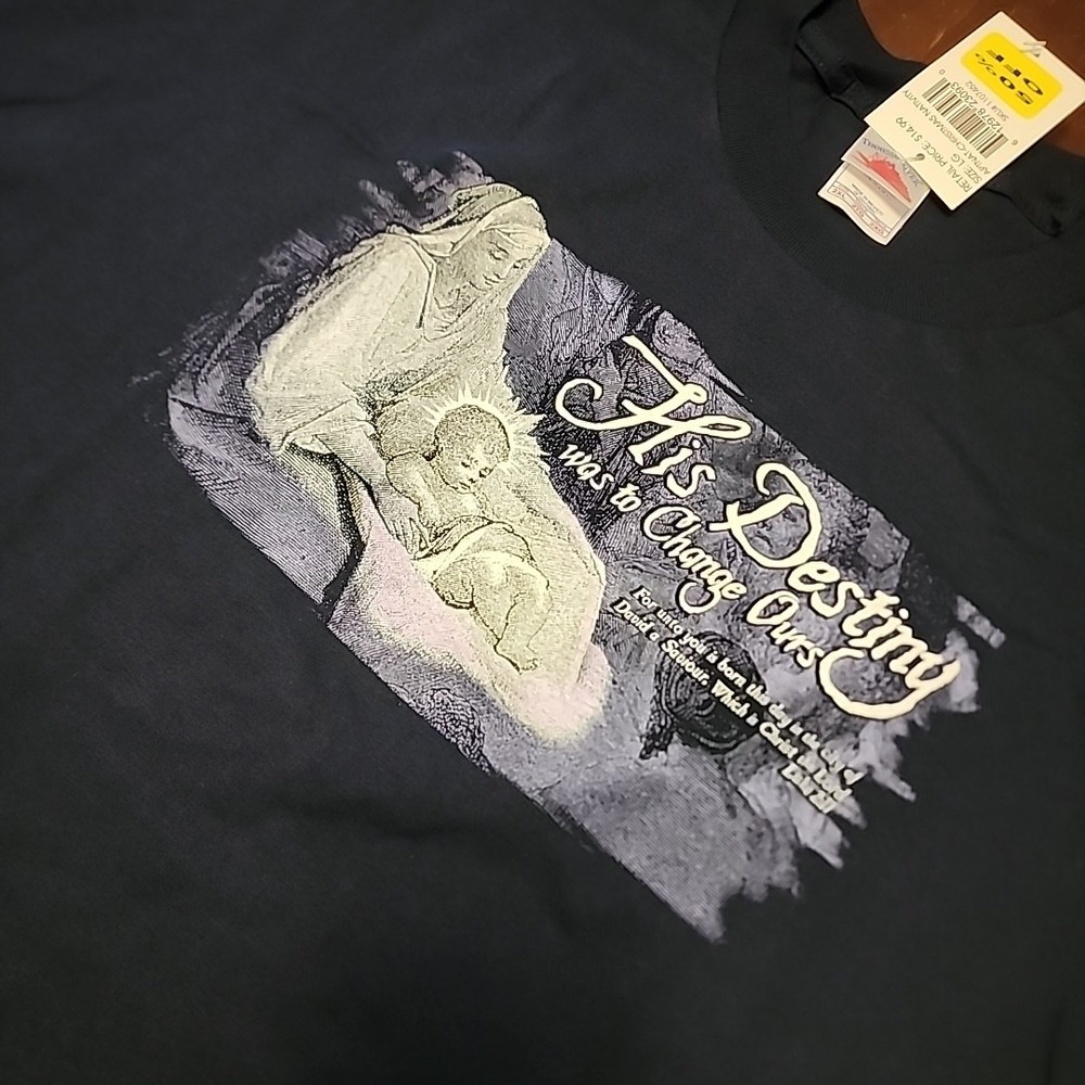 NWT Vintage Jesus Religious His Destiny Was To Change Ours Christ Luke 2:11 2XL