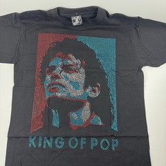 King Of Pop Rhinestone Portrait Graphic T Shirt Mens Black Bling Tee