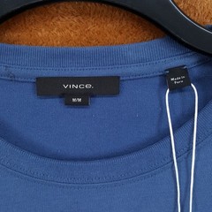 VINCE Shirt Mens Medium Blue Pullover Crew Long Sleeve Sueded Cotton Pocket $145