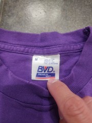 Vintage 90s BVD Men’s Medium Blank Essential Single Stitch Purple Pocket T Shirt
