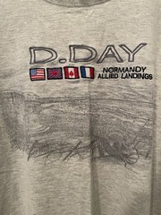 Vintage D-Day Normandy Allied Landings Embroidered Gray Shirt Mens Large Y2K WW2