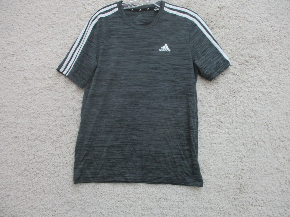 Adidas Shirt Small Adult Gray Athletic Logo Stretch Modern Fit Aeroready Mens S