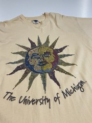 Vintage University Of Michigan Mosaic Sun T Shirt Sz XL Art Hippie Ann Arbor 90s