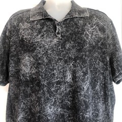 Buckle Black Brand Acid Washed Polo Shirt Short Sleeve Button Collared Mens XXL