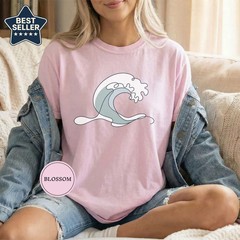 Ocean Wave Beach Line Art Minimalist Coastal Marine Comfort Tee