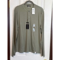 Alfani Stretch Henley Shirt Long Sleeve Knit Basics Top Casual Medium