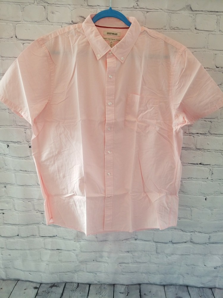 Goodthreads Men’s Short Sleeved Collar button Up XL Pink Brand NEW