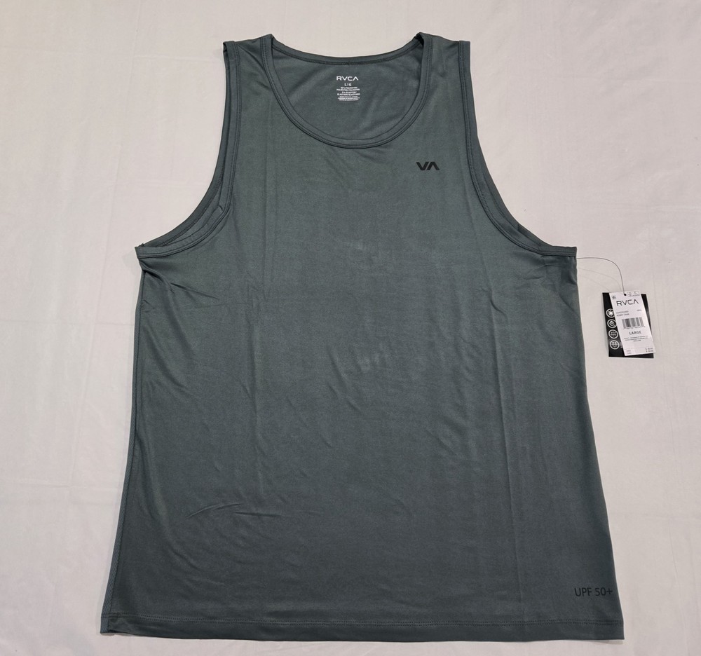 RVCA Mens Robey Green UPF50 Tank Top L Large NWT $50
