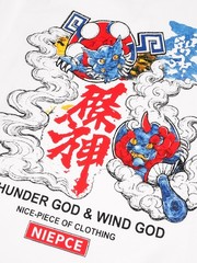 Niepce Japanese Streetwear T-Shirt Thunder and Wind God Graphic Tee for Men