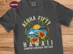 Aloha Fifty Retro Beach Surf 50th Birthday Anniversary Comfort Tee