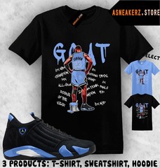 Shirt Matching AJ 14 Black University Blue 2026 To Match Sneaker MJ Goat T-Shirt