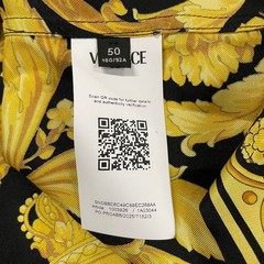 VERSACE Printed Silk Twill Shirt Men’s Size L Gold/Black