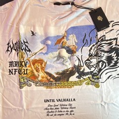 Wolves Until Our End Premium Men’s Graphic Valkyrie Wolf T-Shirt White Medium