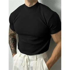 spring summer Elastic Comfortable Men’s T-shirt Small high collar stripe shirt s