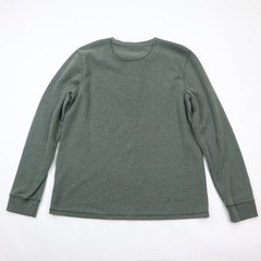 Members Mark Thermal Henley Shirt Mens Large Green Waffle Knit Cotton Casual
