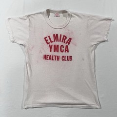 Vintage 50s 60s Healthknit Elmira YMCA Health Club T Shirt Sz M Damage