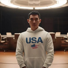 Men’s Classic Fit Patriotic USA Flag Text Print Hooded Sweatshirt Pullover