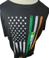 New Mens Irish St Patricks Day Flag Clovers T Shirt Size 3XL Black Green White