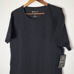 NWT BYLT Wide Neck Lux T-Shirt Mens Large Black Athletic Fit S/S Premium Basics