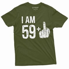 Men’s 60th Birthday T-shirt Papa Grandpa Dad 59+ middle finger offensive shirt