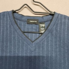 Claiborne S-Essentials V-Neck Shirt XL Meru 1518 Cotton Blend Blue 127