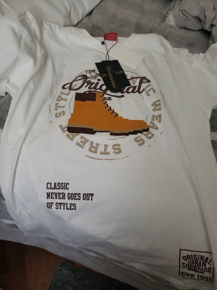 Mens Victorious White Textured White Xl Tshirt Boot Print