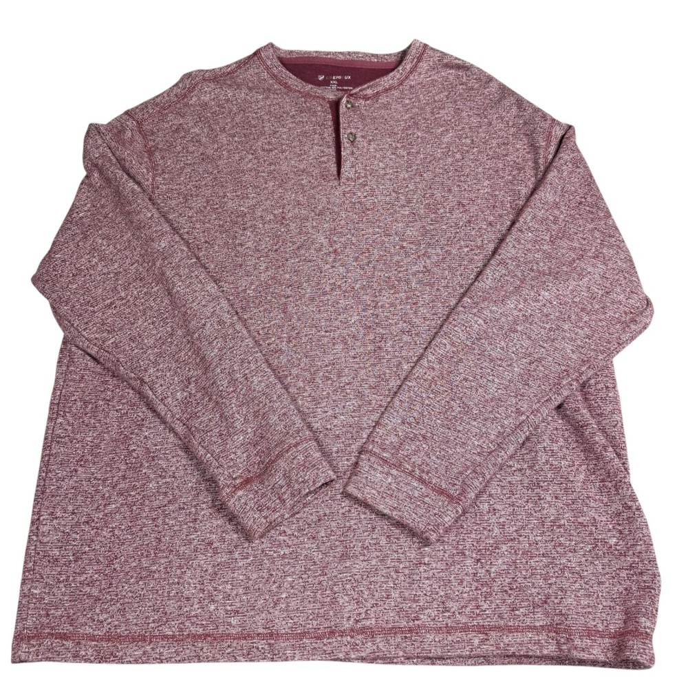 Cremieux XXL Henley Shirt Men’s Long Sleeve Maroon Heather Casual KnitPullover