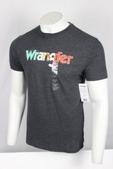 Wrangler Men’s T Shirt Mexico Flag Kabel Short Sleeve Crew Charcoal Gray Heather
