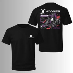 Hoosier Racing T-Shirt, Dirt Track Car Graphic Back Print with Purple Logo, Soft