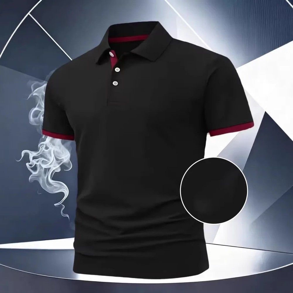 100% Polyester Men Clothes New Summer Pure Color Short Sleeve Business Casual Go