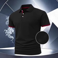 100% Polyester Men Clothes New Summer Pure Color Short Sleeve Business Casual Go