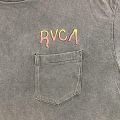 RVCA Shirt Mens Large Gray Aged Dryhand Tee Chest Pocket Til Death Back Graphic