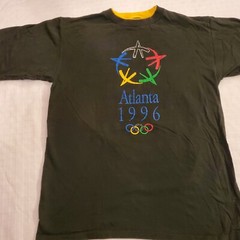 Vintage 90s XL Atlanta 1996 Olympics Games Art Logo T Shirt Sports Ringer Salem