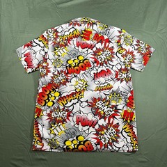 Oh Snap Drill Clothing Comic Pop Art Shirt Mens M Stretch Button Up Bang Pow
