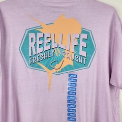 NWT Reel Life Ocean Wash T-Shirt Freshly Caught Mens Sz L Fishing Cotton Stretch