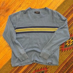 American Eagle Blue Stripe Ribbed Long Sleeve Thermal Shirt