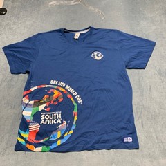FIFA World Cup T Shirt Mens 2XL Blue South Africa 2010 Graphic Cotton Soccer Tee