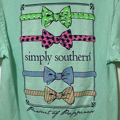 Simply Southern Mens Preppy T-Shirt M Minty Green Bow Ties Casual Coastal